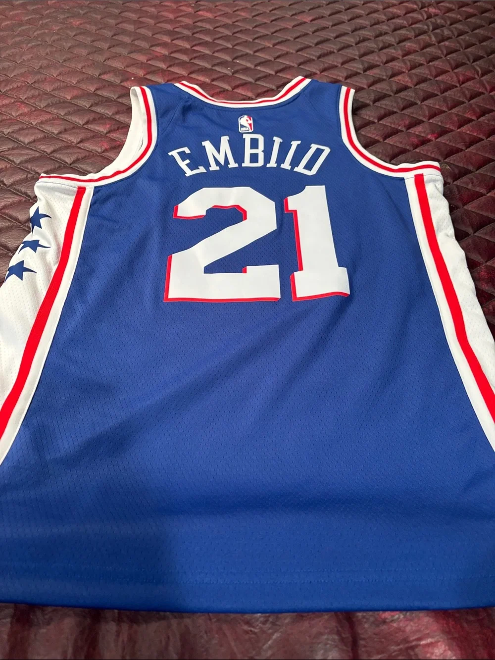 Nike Blue PHILA #21 Basketball Jersey with Red & White Trim NBA